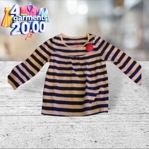 Circo long sleeve navy and white striped shirt with red flower size 18 ms